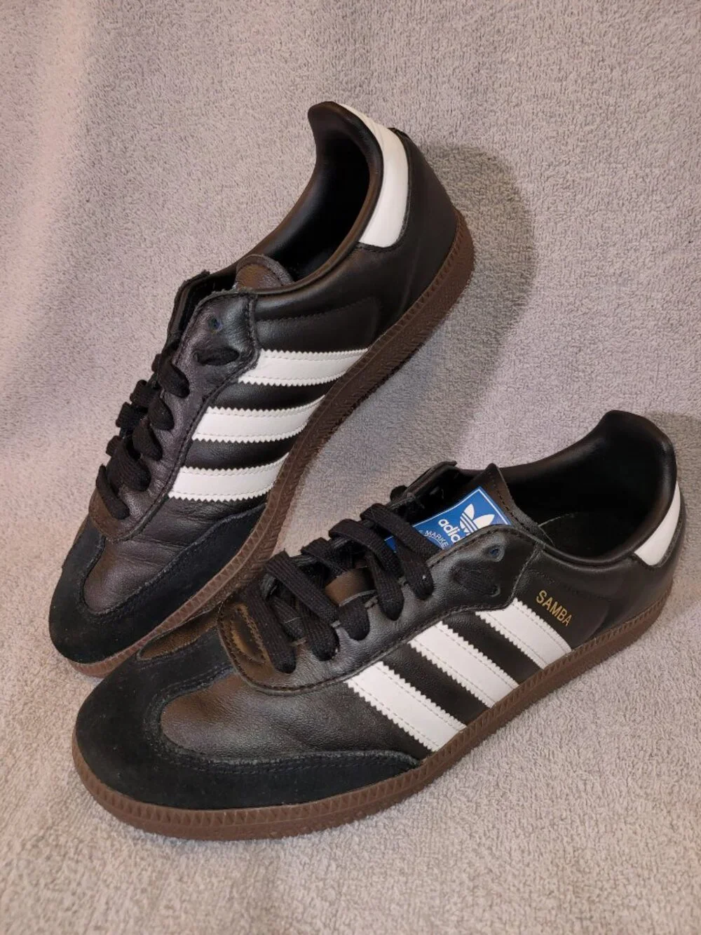 Adidas Samba OG Mens Size 7.5 Black White Brown Gum Sole Sneakers B75807 (#2493)
